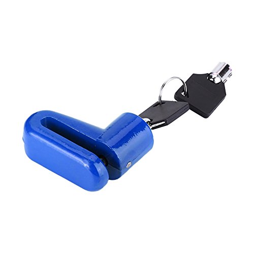 Motorcycle Wheel Lock, Metal Bike Lock Disc Brakes Anti Theft Bicycle Locks with Plastic Frame and Keys, Black (Blue) - color: Blue