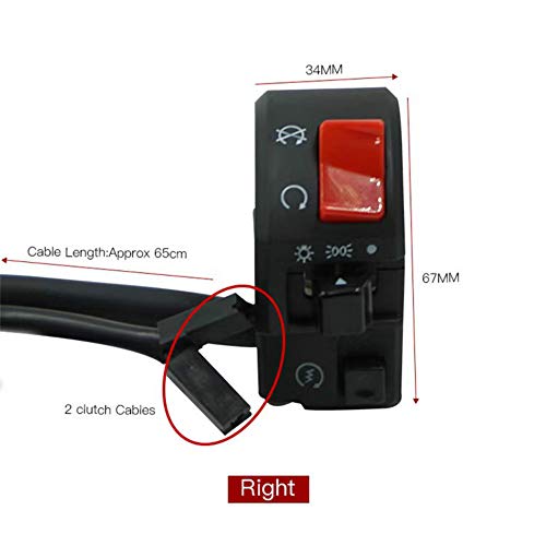 78 inches 22mm Motorcycle Switch, ATV Motorbike Handlebar Left Right Switches for Horn Button Turn Signal Electric Fog Lamp Light Start Kill Warning Light, 1pair