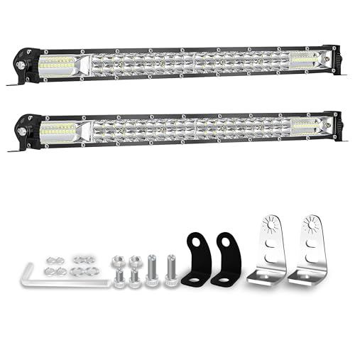 20 Inch Slim LED Light Bars for Truck ATV UTV RV, 12V 24V Tractor LED Work Lights Lawn Mower Golf Cart Off Road Driving Auxiliary Fog Lights 120W 10000lm 2 Pack - color: 20 Inch 2 Pack