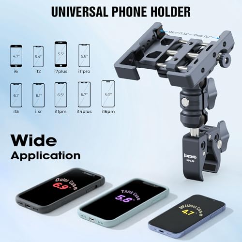 Shock-Absorbing Phone Holder, Handlebar Clamp Base Fits 0.5"-2" Diameter Bars, 25mm Ball & Dual Socket Arm, 360° Rotatable, Universal for iPhone/Android Phones Width 2.56"-3.74" (KPS-13) - color: KPS-13