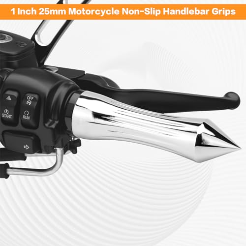 Motorcycle Hand Grips 1 Inch 25MM Handlebar Grip Throttle Non-Slip Universal Compatible with Harley Davidson Dyna Sportster 883 Road King Electra Glide Street Glide - color: Chrome-B