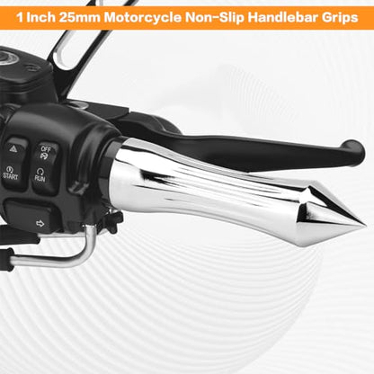 Motorcycle Hand Grips 1 Inch 25MM Handlebar Grip Throttle Non-Slip Universal Compatible with Harley Davidson Dyna Sportster 883 Road King Electra Glide Street Glide - color: Chrome-B