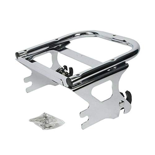 TCMT Chopped Motorcycle Trunk Backrest Pad Luggage Rack 2 Up Mount Rack Fit For Harley Touring 1997-2008 Road King Road Street Electra Glide Pack - color: Chopped Style A Chrome Rack