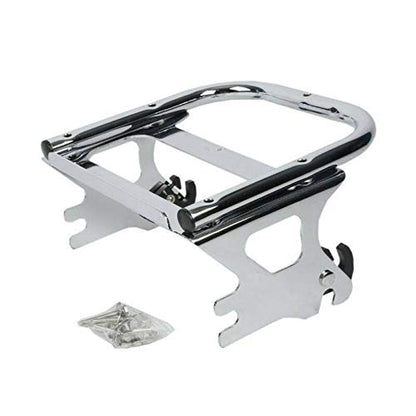 TCMT Chopped Motorcycle Trunk Backrest Pad Luggage Rack 2 Up Mount Rack Fit For Harley Touring 1997-2008 Road King Road Street Electra Glide Pack - color: Chopped Style A Chrome Rack