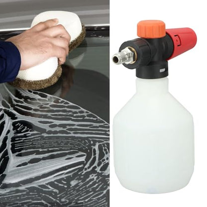 Foam Cannon Pressure Washer, Adjustable Snow Foam Sprayer Cleaning Kit for Cars Trucks 1/4 Inch Quick Connector Brass Plastic 500ML Round 1 Pack