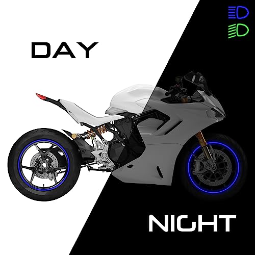 SlickMod - 17" Rim Size Motorcycle Reflective Wheel Stripes Kit - 2 Wheels/Rims Coverage Premium Stickers Pack - High Visibility (3. Blue) - color: 3. Blue