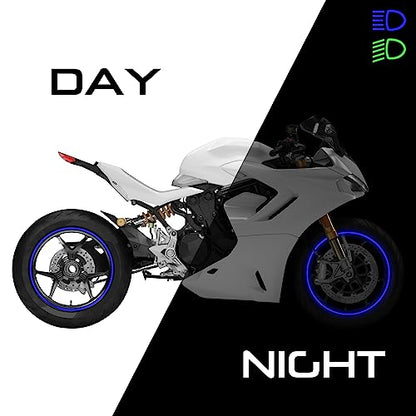 SlickMod - 17" Rim Size Motorcycle Reflective Wheel Stripes Kit - 2 Wheels/Rims Coverage Premium Stickers Pack - High Visibility (3. Blue) - color: 3. Blue