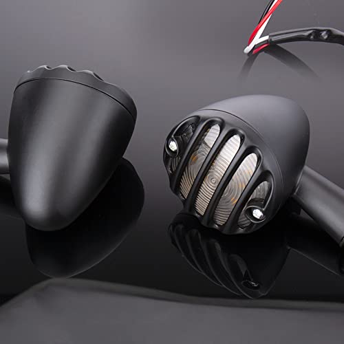 SMD LED Bullet Turn Signals Motorcycle Amber Front Rear Blinker Grill Indicator Universal Compatible for Honda Yamaha Suzuki Kawasaki Harley Chopper Bobber Dyna(Black-Amber) - color: C-Black Amber