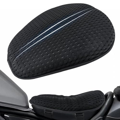 AEROiVi Airflow Pro Motorcycle Seat Pad – Ultra-Breathable 3D Mesh & Quick-Dry Fabric | 1.18" Thick Ergonomic Support | Anti-Slip Silicone Dots | Machine Washable for Easy Cleaning