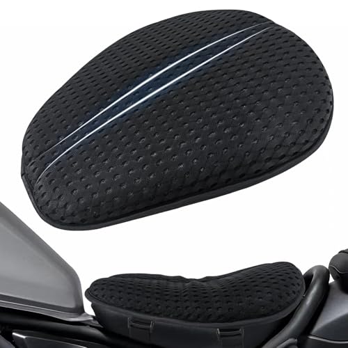 AEROiVi Airflow Pro Motorcycle Seat Pad – Ultra-Breathable 3D Mesh & Quick-Dry Fabric | 1.18" Thick Ergonomic Support | Anti-Slip Silicone Dots | Machine Washable for Easy Cleaning