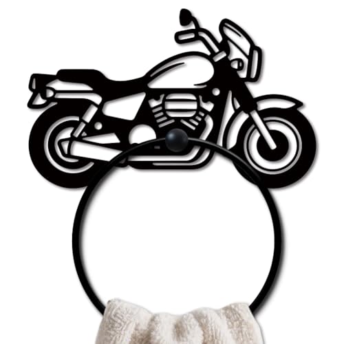 MAYJOYDIY Motorcycle Metal Towel Ring, Black Motorbike Hand Towel Holder, Vehicle Hanging Ring Wall Mounted Bathroom Accessories for Garage Kitchen Home Decoration Gift - color: Motorcycle