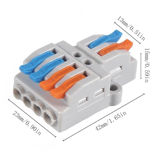 DIANN 10pcs Lever Wire Connectors 2 in 4 Out Quick Wiring Cable Connector 28-12 AWG Push-in Conductor Terminal Block - style: 2 in 4 out