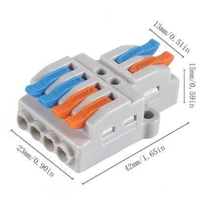 DIANN 10pcs Lever Wire Connectors 2 in 4 Out Quick Wiring Cable Connector 28-12 AWG Push-in Conductor Terminal Block - style: 2 in 4 out