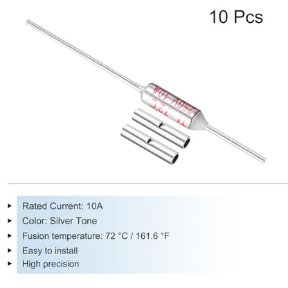 MECCANIXITY 10 Pcs Metal Temperature Thermal Fuse SF72 72C 161.6F 10A 250V Cutoff Thermal Fuse with 20 Pcs BN1.25 Bare Terminal Butt Connector - style: SF72