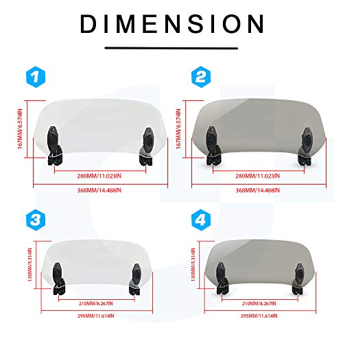 368mm Motorcycle Adjustable Windshield Extension Universal Clip-on Windscreen Transparent - color: transparent