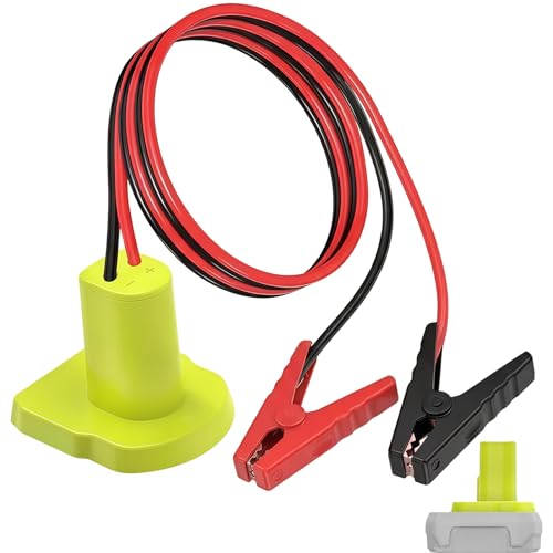 Jumper Cables Adapter Compatible with Ryobi 18V Battery, 12AWG 2FT Battery Jumper Cable with Alligator Clamps, Emergency Booster Cable for Compact Cars, Motorcycles, ATVs and Lawn Equipment
