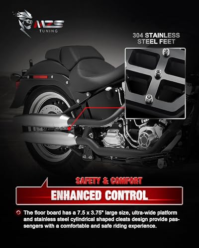 MZS Motorcycle Foot Pegs, Male Wide Footpegs, MX Chopper Bobber Style Rider Passenger Pedal Black Compatible with Sportster Softail Dyna Vrod Fat Boy Bob Iron Electra Street Glide Road King