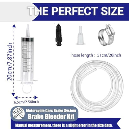 Brake Bleeder Kit, Hydraulic Disc Brake Bleeding Kit, Motorcycle Brake Bleed Kit Includes 100ML Syringe 50cm Hose and Brake Bleeder Hose Kit for Motorcycle Cars Brake System Repair Maintenance - color: Brake Bleed Kit
