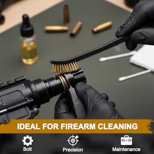 10 Pack Gun Cleaning Brushes, Double Ended Brass Wire Brush Set with Nylon Handle for Metal Parts, Hardware Tools, and Detailed Cleaning Tasks - size: 10 pcs Brass
