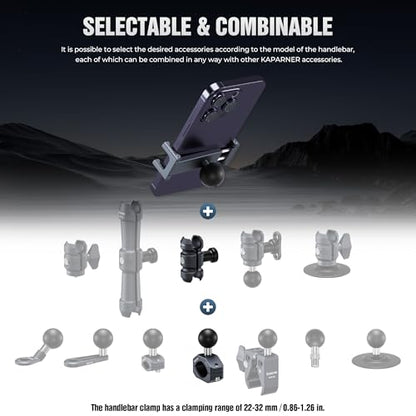 Aluminum Motorcycle Phone Holder, Screw Clamp Fits 22-32mm Handlebar, Adjustable Socket Arm & Phone Clip for 4.7-7" Smartphones, Compatible with Motorcycle/ATV/Bicycle (KPS-02) - color: KPS-02