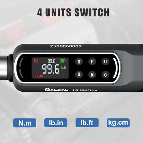 3/8" Digital Torque Wrench 1.5-99.6Ft.Lb/2-135Nm, ±2% Accuracy Electronic Torque Wrench with LED Display, Buzzer & Vibration Alert for Automotive, Car, Motorcycle, Bike Repair, Mechanics, DIY - size: 1.5-99.6Ft.Lb/2-135Nm-3/8"