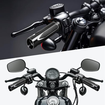 JMTBNO Motorcycle Grips 1" 25mm Handlebar Hand Grips Compatible with Harley Touring Road King Street Glide Electra Glide Road Glide Street Bobber Softail Fatboy - color: Black
