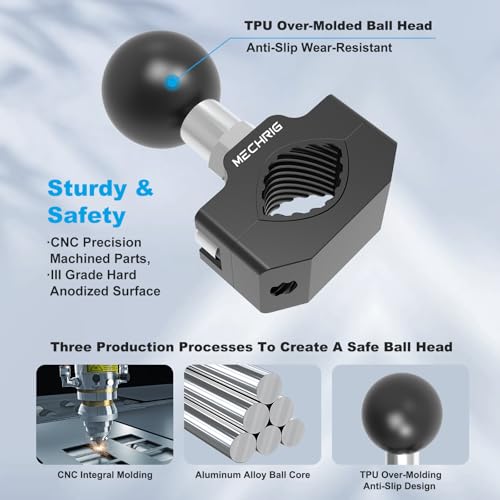 Aluminum Alloy Handlebar Clamp Mount, Medium U-Bolt Base with 1 inch Ball Head Compatible With RAM Mount Double Socket Arm & Motorcycle Ebike Phone Holder,Fit for 0.59" to 0.87" Diameter,78014 - size: Medium