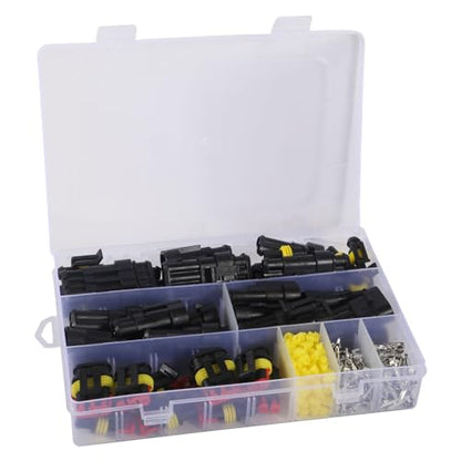 352Pcs Waterproof Connector Car Electrical Connector Terminals Quick Disconnect Wire Connector Plug Kit, 1/2/3/4 Pin Connectors Male and Female for Cars Motorcycles, Boats- 22-16 AWG