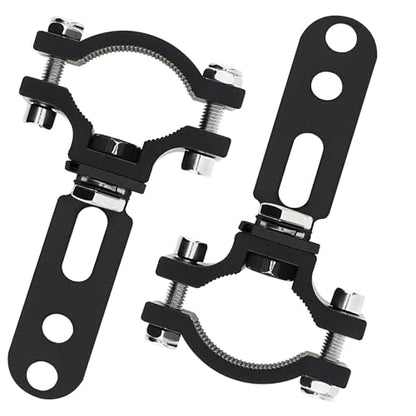 Windance 2pcs Light Bar Mounting Bracket 18.5-27mm/0.72-1.06 inch Aluminum Auxiliary Spotlight Tube Clamp Holder for Motorcycle Scooter Pit Bike ATV UTV Front Fork Bumper Roll Bar Roof Rack (Black) - color: Black