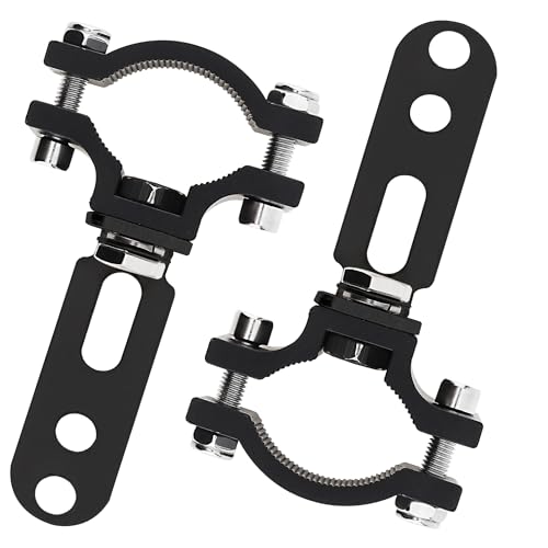 Windance 2pcs Light Bar Mounting Bracket 18.5-27mm/0.72-1.06 inch Aluminum Auxiliary Spotlight Tube Clamp Holder for Motorcycle Scooter Pit Bike ATV UTV Front Fork Bumper Roll Bar Roof Rack (Black) - color: Black