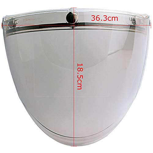 3-Snap Flip Up Full Shield Visor for Motorcycle Half Open Face Helmets (Light Smoke) - color: Light Smoke