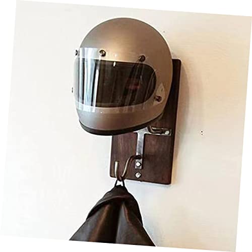 ULTECHNOVO Wall Mounted Helmet Rack Hooks Adjustable Motorcycle Helmet Holder Wooden Jacket Hanger for Garage and Entrance Random Color Metal Accessories