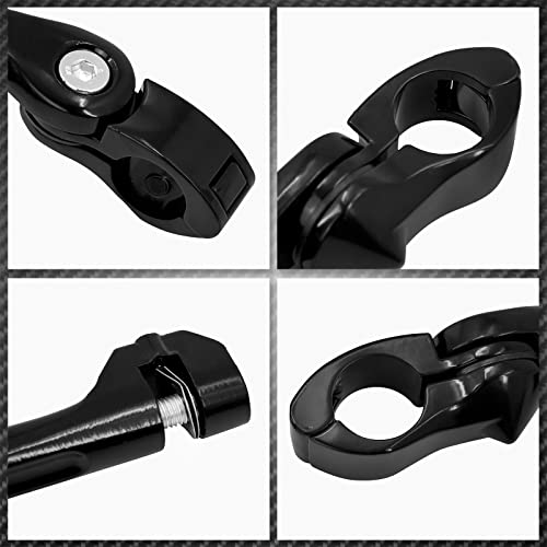 Motorcycle 32mm 1.25" Long Angle Highway Pegs Mount Kit Fits For Harley Touring Road King Street Glide Road Glide Electra Glide Softail Dyna Sportster XL 883 For 1-1/4" Engine Guards Black