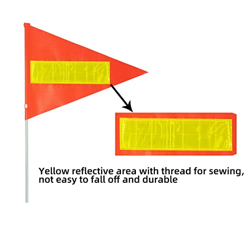 Bike Safety Flag with Pole, 6-Foot Adjustable Height Sturdy Fiberglass Tear-Resistant Waterproof Orange Safety Flag (Yellow) - color: Yellow
