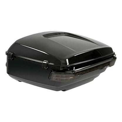 King Trunk W/Black Latches Backrest Chrome Luggage Rack LED Light For Harley Touring 2014-2023 - color: W/ Black Latches Smoke Lens LED Light