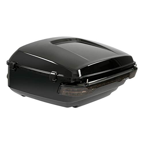 King Trunk W/Black Latches Backrest Chrome Luggage Rack LED Light For Harley Touring 2014-2023 - color: W/ Black Latches Smoke Lens LED Light