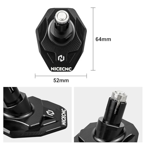 NICECNC Kickstand Foot Extension Pad & Puck, Motorcycle Stand Pad CNC Billet Aluminum Dirt Bike Compatible with KTM 125-530 XC XCW XCF XCF-W EXC EXC-F 2008-2023 Accessories, Black - color: black