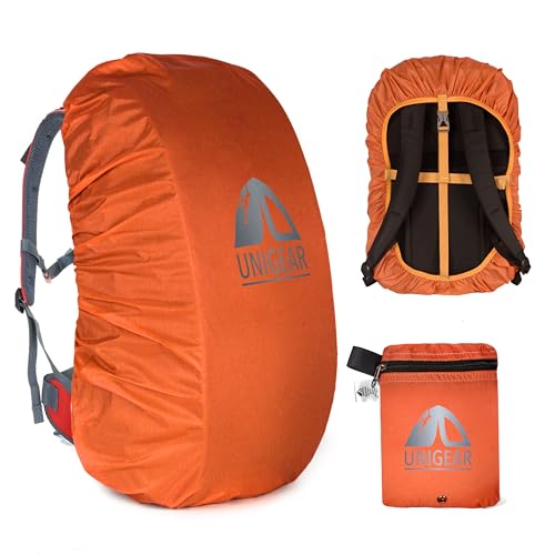 Unigear Backpack Rain Cover Waterproof Rating 5000mm Ultraportable and Durable with 2 Anti-Slip Buckle Strap, Integrated Carry Pouch Design (Orange, Large) - color: Orange, size: Large