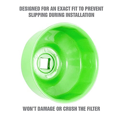 OEMTOOLS 87140 64mm 14 Flute Oil Filter Wrench, Green, 3/8 in Drive, Prevents Slippage, Wide Compatibility - style: 64 mm 14 Flute