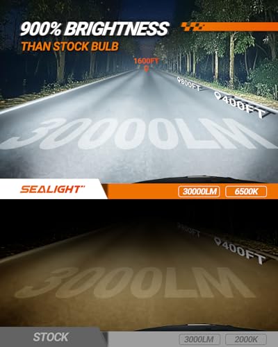 SEALIGHT 9005 9006 LED Fog Bulbs 60000LM Edition IP68 Water Proof, Brightest X5 9005 9006 headlight lights Easy Installation for Headlight Housings, Plug and Play 10 Years Lifespan, Pack of 4 - size: X5 9005 9006