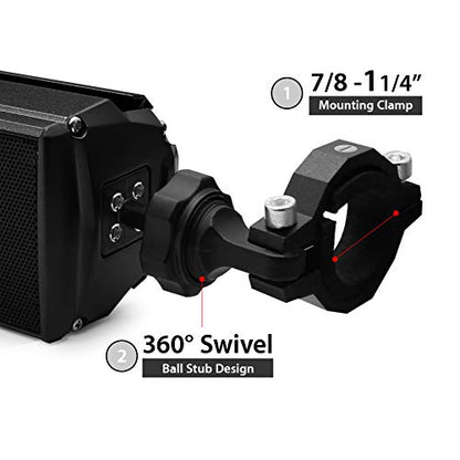 GoHawk Motorcycle Speakers Bluetooth - Built-in Amplifier Waterproof Radio Audio System, AUX/FM Radio/USB MP3 Player with LED Lights for Harley, Dirt Bike, UTV, ATV - color: RE9-X Black
