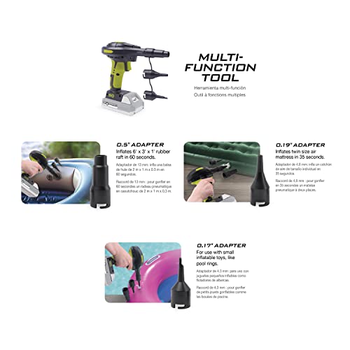 Sun Joe 24V-AJC-AJV-LTE 24V IONMAX High Volume Inflator & Portable Air Compressor Kit, w/ 2.0-Ah Battery + Charger, Storage Bag, 3 Inflation Adapters, and Nozzle Pin Attachments - style: Inflator + Compressor Kit (w/ 2.0-Ah Battery + Charger)