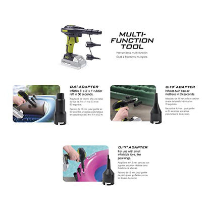 Sun Joe 24V-AJC-AJV-LTE 24V IONMAX High Volume Inflator & Portable Air Compressor Kit, w/ 2.0-Ah Battery + Charger, Storage Bag, 3 Inflation Adapters, and Nozzle Pin Attachments - style: Inflator + Compressor Kit (w/ 2.0-Ah Battery + Charger)