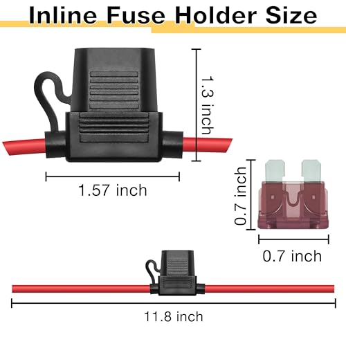ecocstm 2 PCS Inline Fuse Holders 12V, 10 AWG Car Gauge Inline Fuses, Waterproof Fuse Holder with 40A ATC/ATO Standard Blade Fuses for Automotive, Marine, Golf Cart Lighting, Electrical Circuits - size: 2 PCS 10AWG