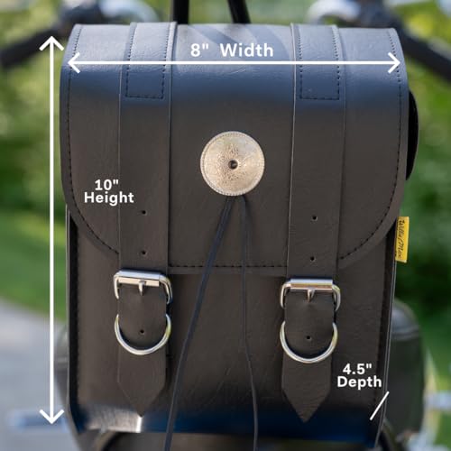 Dowco Willie & Max 58451-00 Deluxe Series: Synthetic Leather Motorcycle Sissy Bar Bag, Black, Universal Fit, 6 Liter Capacity - style: Deluxe Series