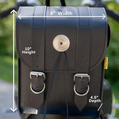 Dowco Willie & Max 58451-00 Deluxe Series: Synthetic Leather Motorcycle Sissy Bar Bag, Black, Universal Fit, 6 Liter Capacity - style: Deluxe Series