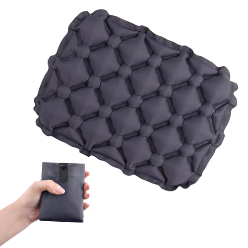 TRIWONDER Ultralight Inflatable Seat Cushion Seat Pad, Easy to Inflate & Deflate Compact Air Pad with Storage Bag for Camping Hiking Fishing Office Airplane Stadium Car (Dark Grey) - color: Dark Grey