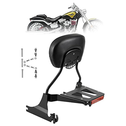 Kinglemc Sissy Bar backrest Luggage Rack for Harley Sportster XL883 XL1200 883 1200 Iron Superlow with Lock with Docking Hardware (Black) - color: Black