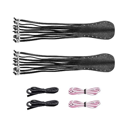 Motorcycle Lever Cover PU Leather Fringed Brake Clutch Covers Universal Grip Tassels Motorcycle Handlebar Covers with Skull Beads - color: Black with Pink Strap