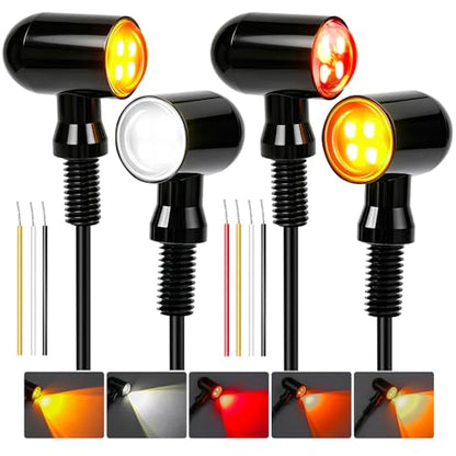 4PCS Mini Motorcycle LED Turn Signals, Ultra-Bright Blinkers Indicators 8MM Mounting Hole 12V Universal Fit for Harley Honda Kawasaki Suzuki Triumph Yamaha